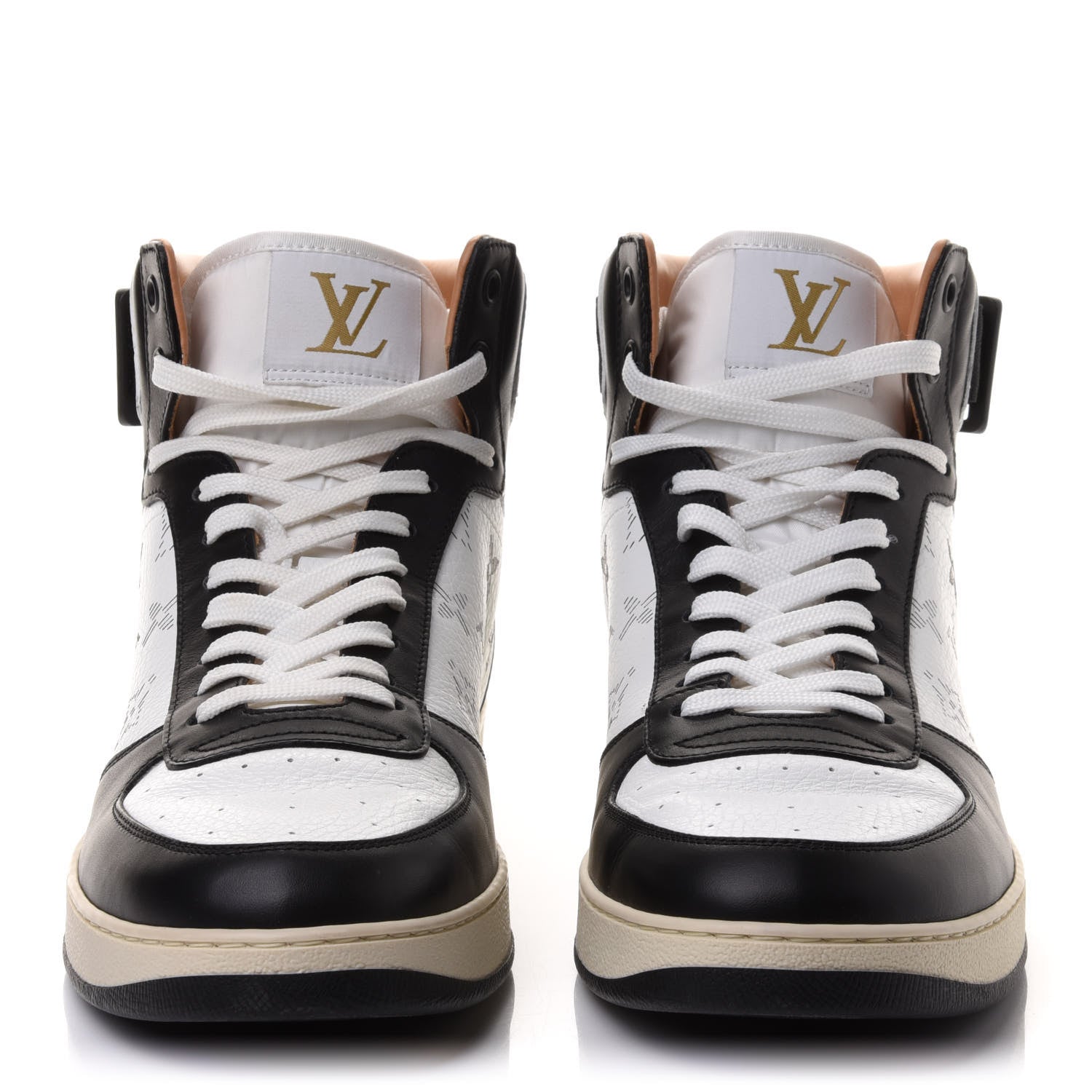 Louis Vuitton Calfskin Monogram Mens Rivoli High Top Sneakers 8 2 of 9