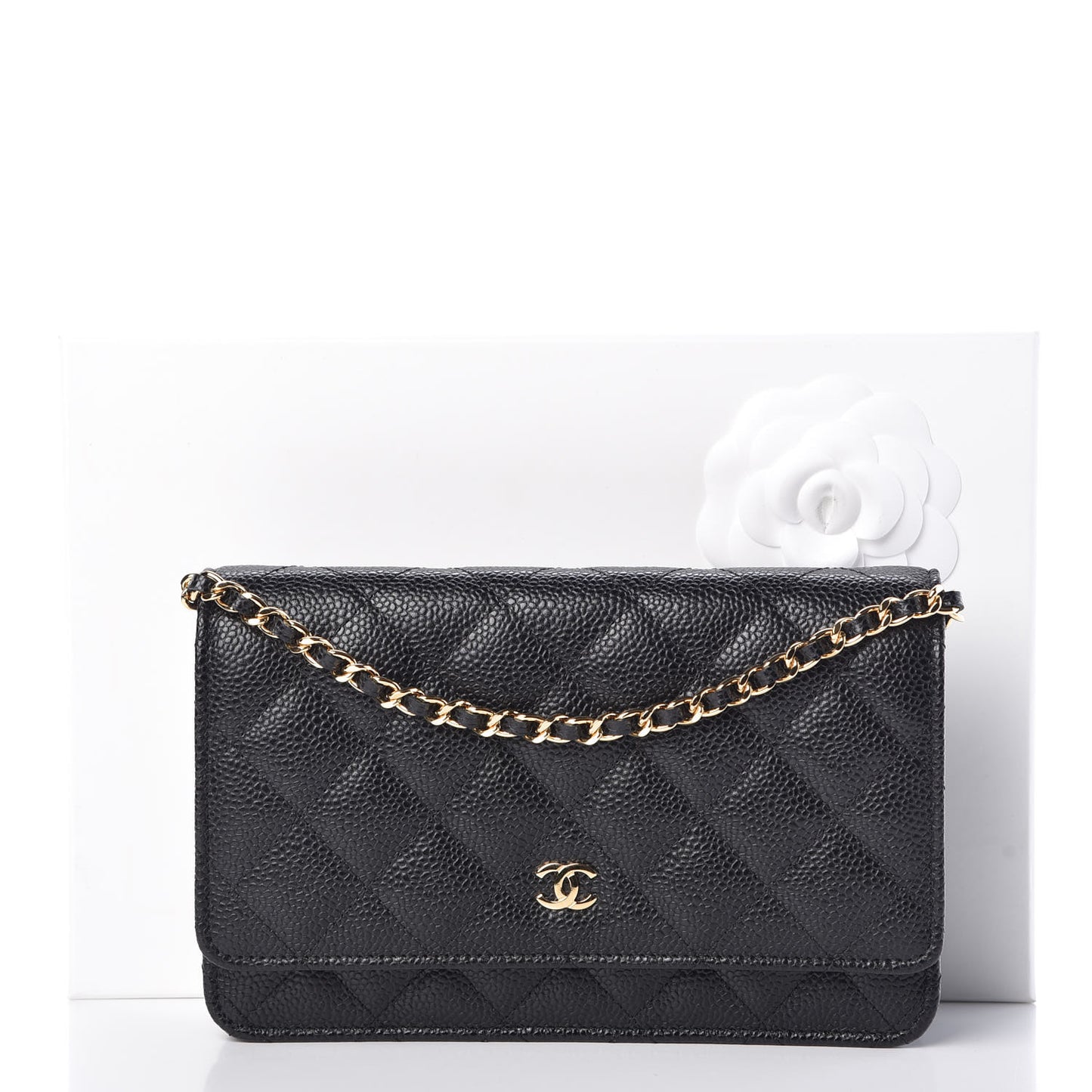 Caviar Quilted Wallet On Chain WOC Black