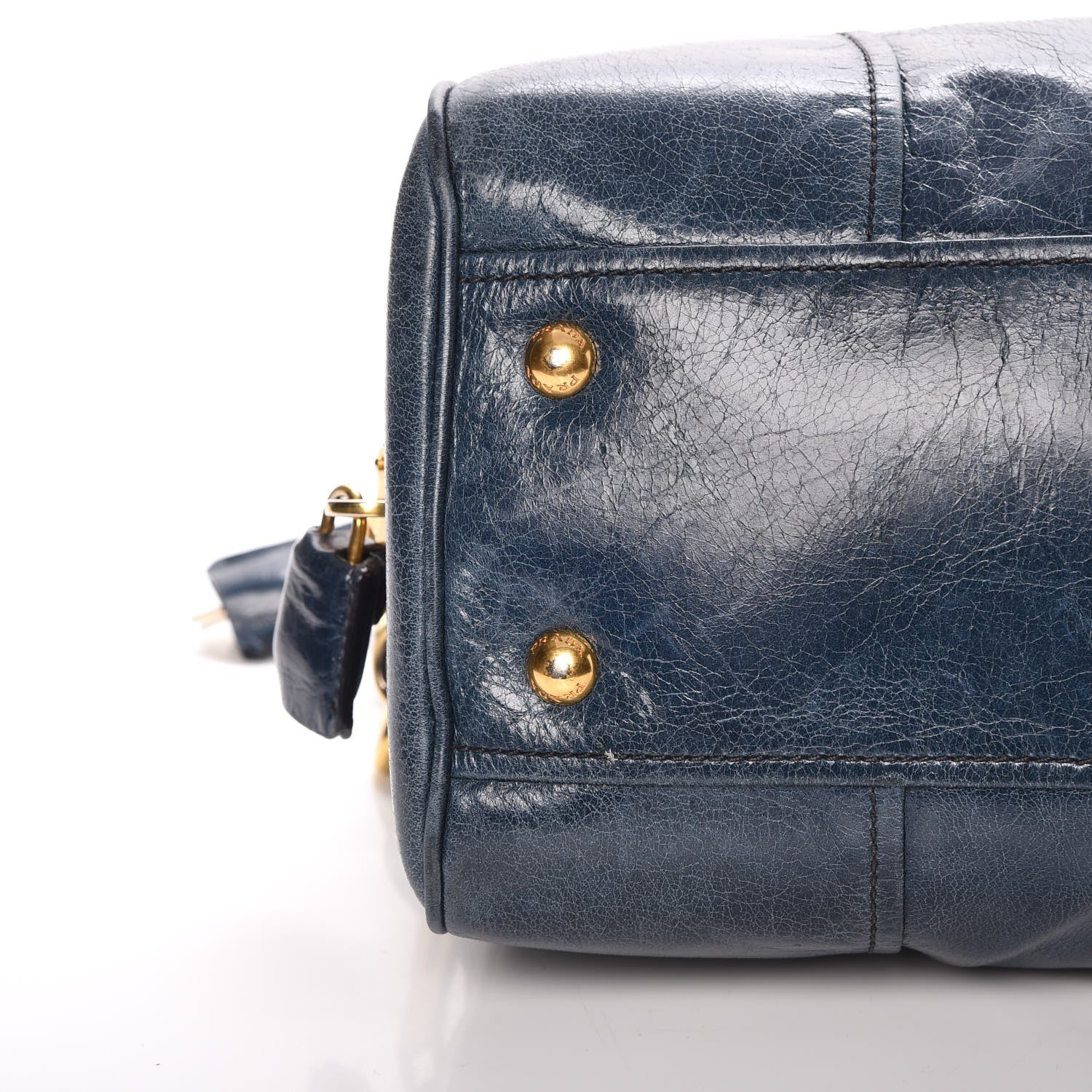 Prada Vitello Shine Shopping Satchel Denim 12 of 13