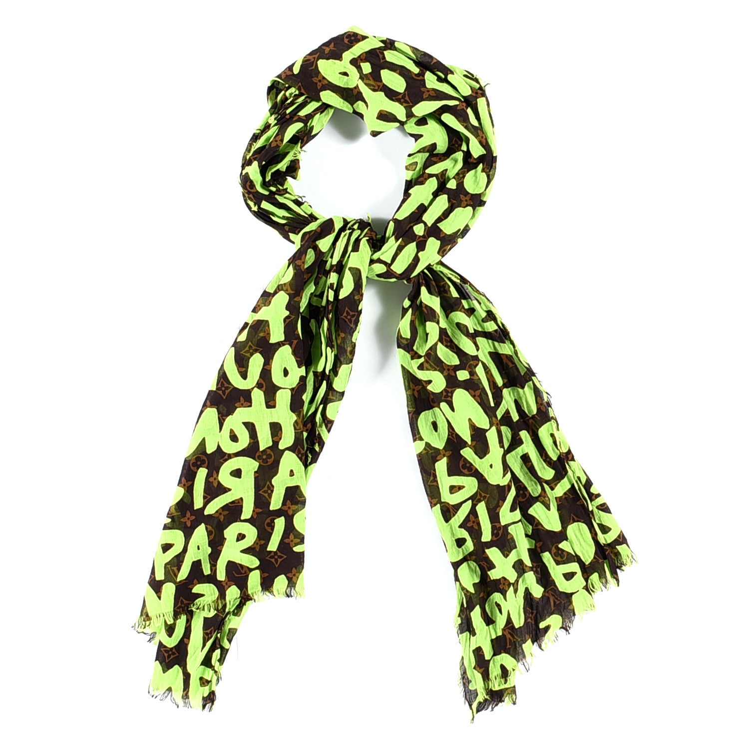 Louis Vuitton Cotton Graffiti Pareo Green 1 of 3