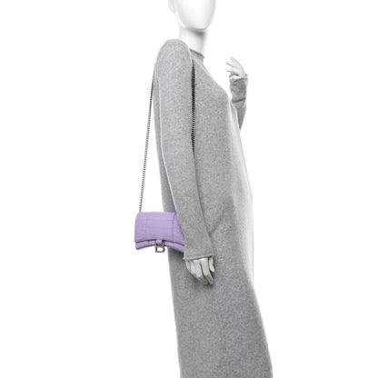 Balenciaga Shiny Calfskin Crocodile Embossed Hourglass Chain Bag Lilac 2 of 11