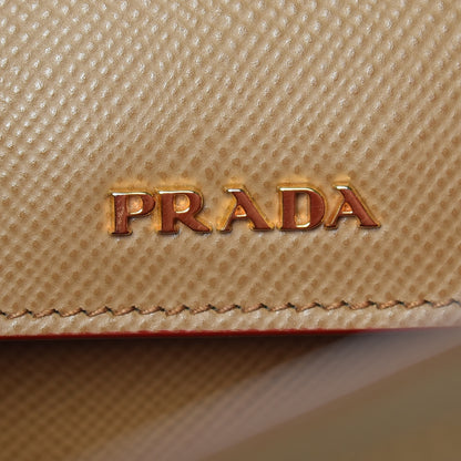 Prada Saffiano Cuir Large Double Bag Caramel Fuoco 6 of 17