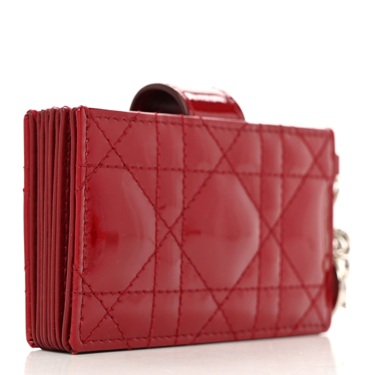 Patent Cannage Lady Dior 5-Gusset Card Holder Scarlet