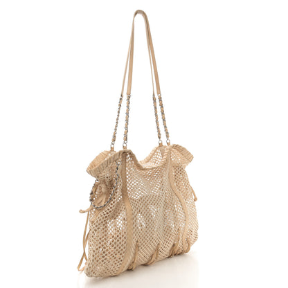 Chanel Calfskin Fringe Large La Madrague Tote Dark White 3 of 14