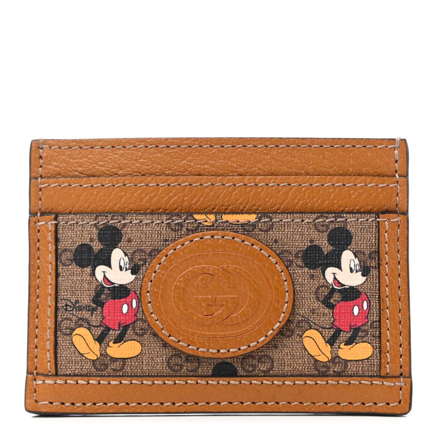 X DISNEY Mini Vintage GG Supreme Monogram Mickey Mouse Card Holder Beige Vintage Sun Oil