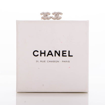 Chanel Crystal Timeless CC Earrings Silver 5 of 5