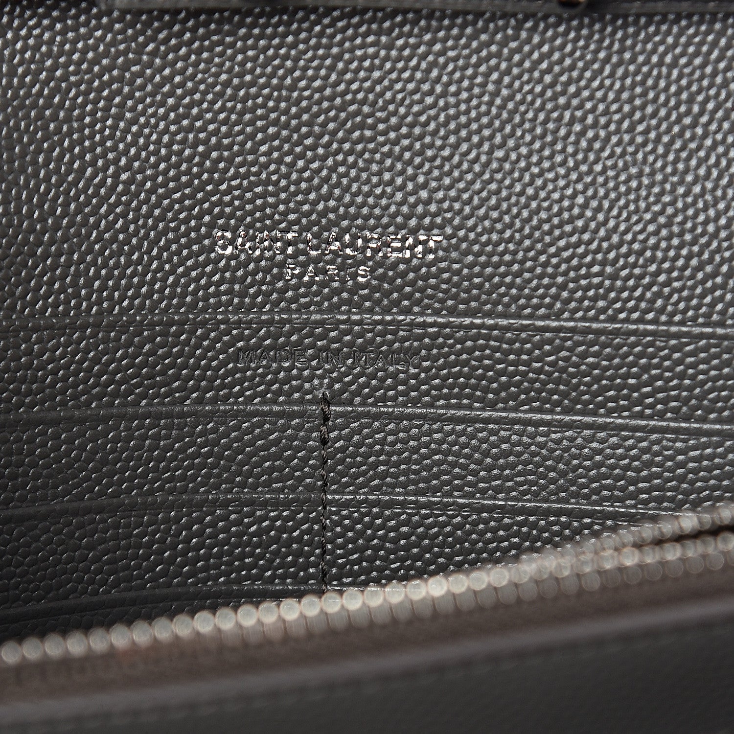 Saint Laurent Grain De Poudre Matelasse Chevron Monogram Chain Wallet Fog 5 of 6