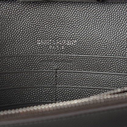 Saint Laurent Grain De Poudre Matelasse Chevron Monogram Chain Wallet Fog 5 of 6