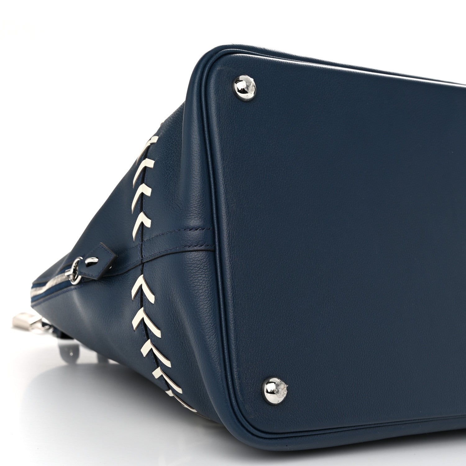 Hermes Evercolor 1923 Bolide 45 Baseball Bag Bleu De Malte Blanc 9 of 10