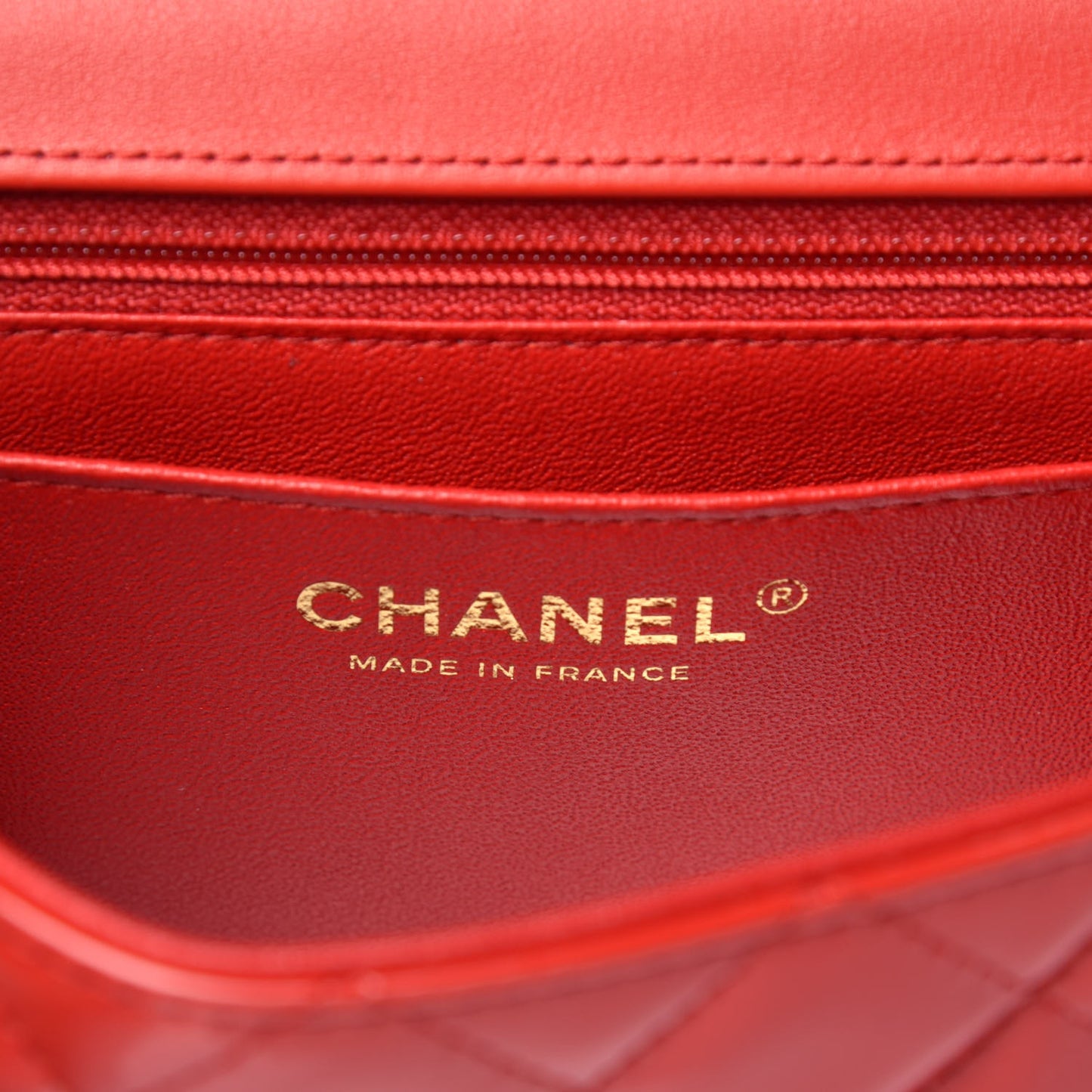 Patent Calfskin Quilted Mini Rectangular Flap Red