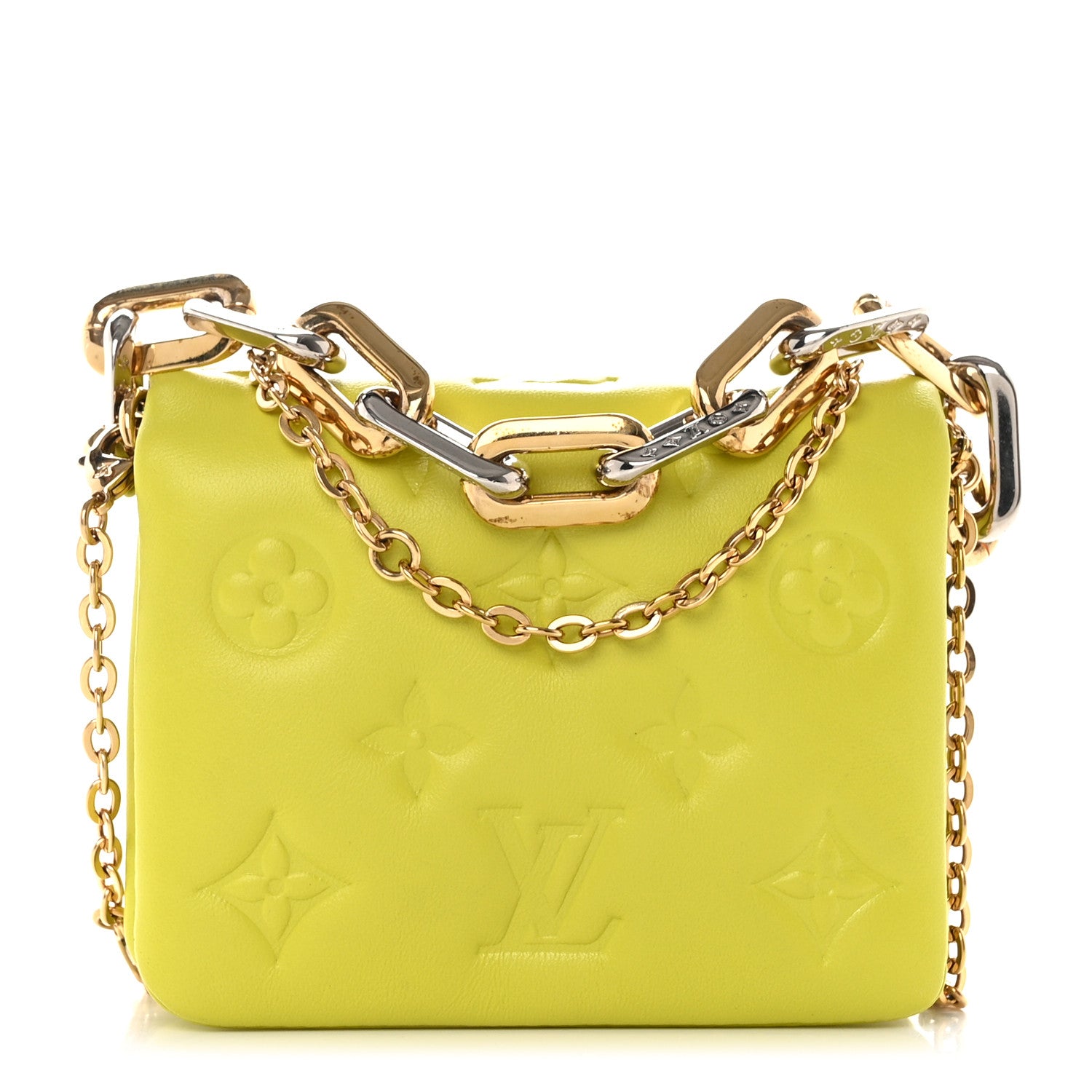 Louis Vuitton Lambskin Embossed Monogram Coussin Belt Vert Acide 1 of 8