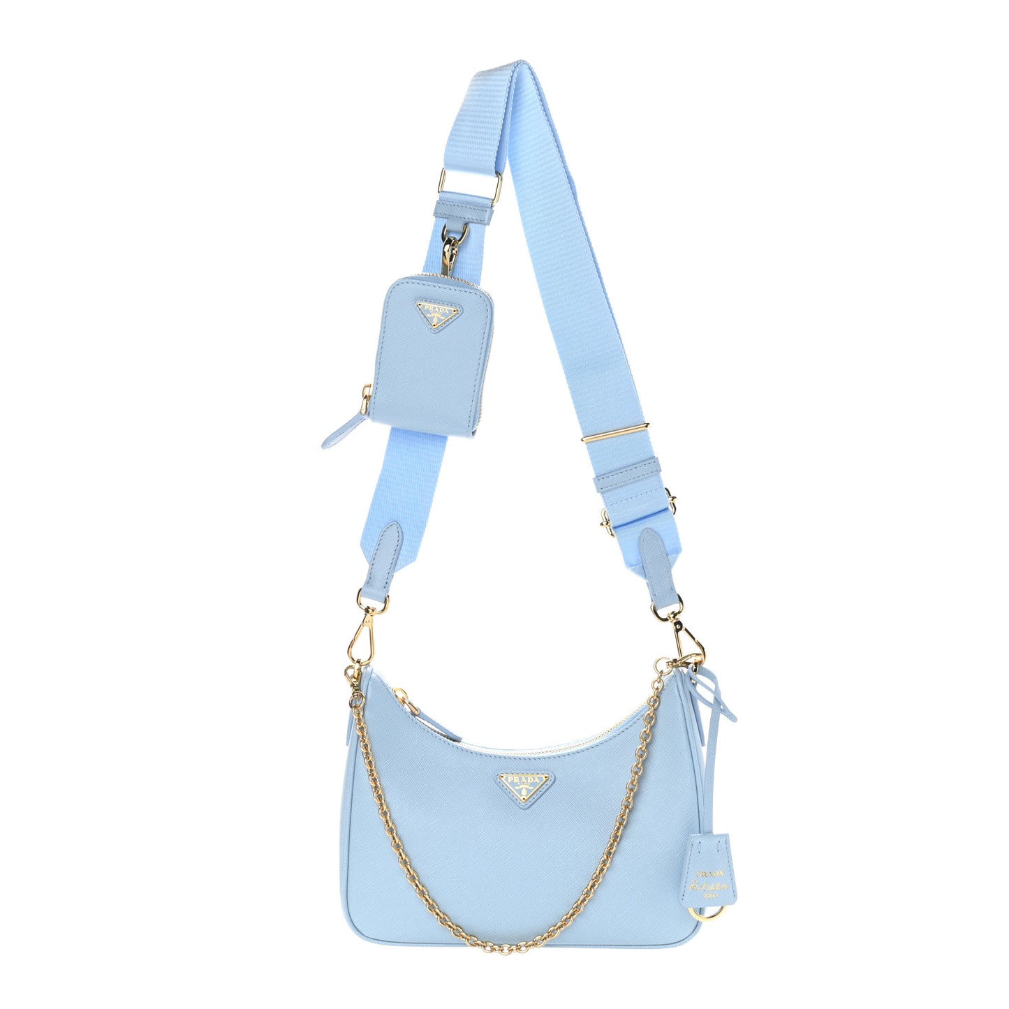 Saffiano Re-Edition 2005 Shoulder Bag Celeste