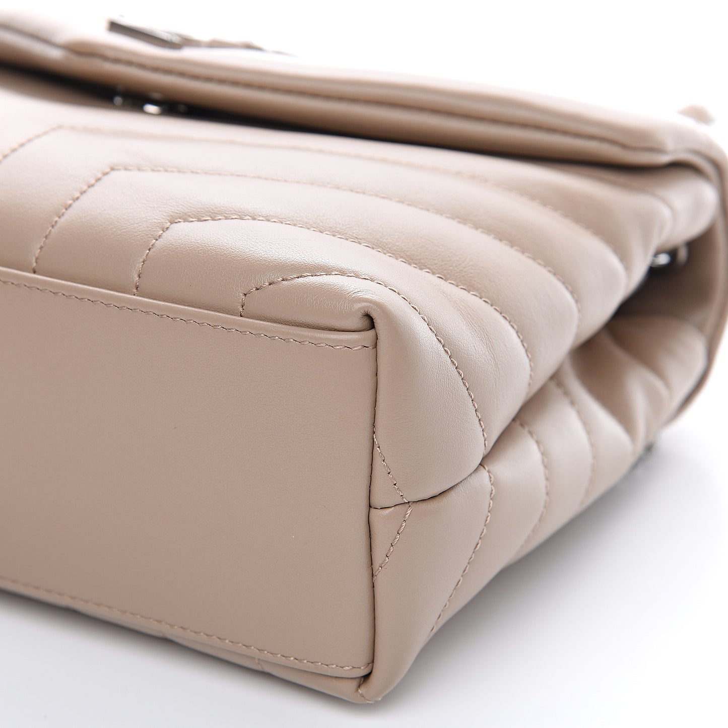 Calfskin Y Quilted Monogram Small Loulou Chain Satchel Nude Powder