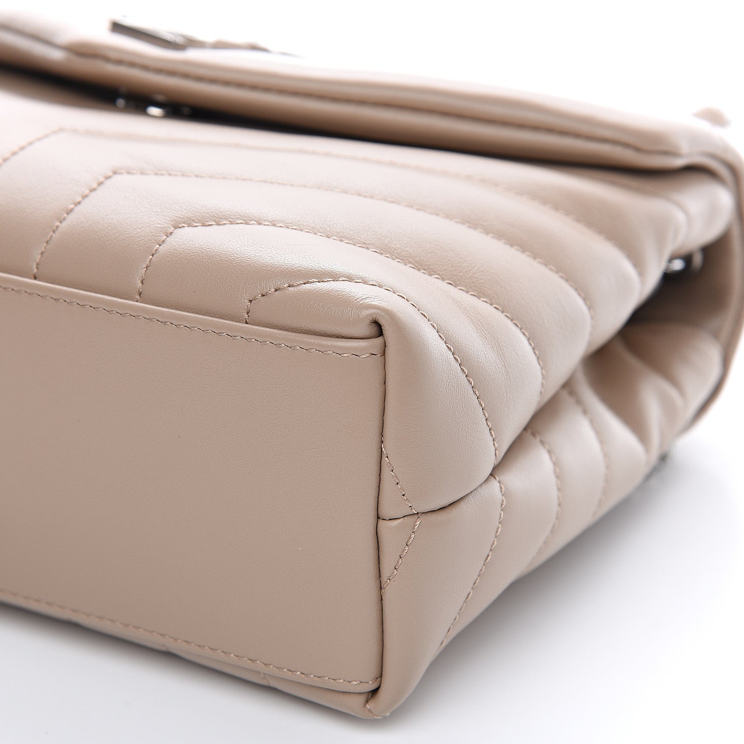 Saint Laurent Calfskin Y Quilted Monogram Small Loulou Chain Satchel Nude Powder 9 of 10