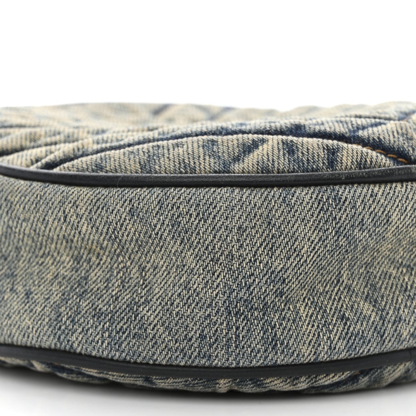 Denim Quilted Monogram Round Crossbody Bag Rodeo Blue
