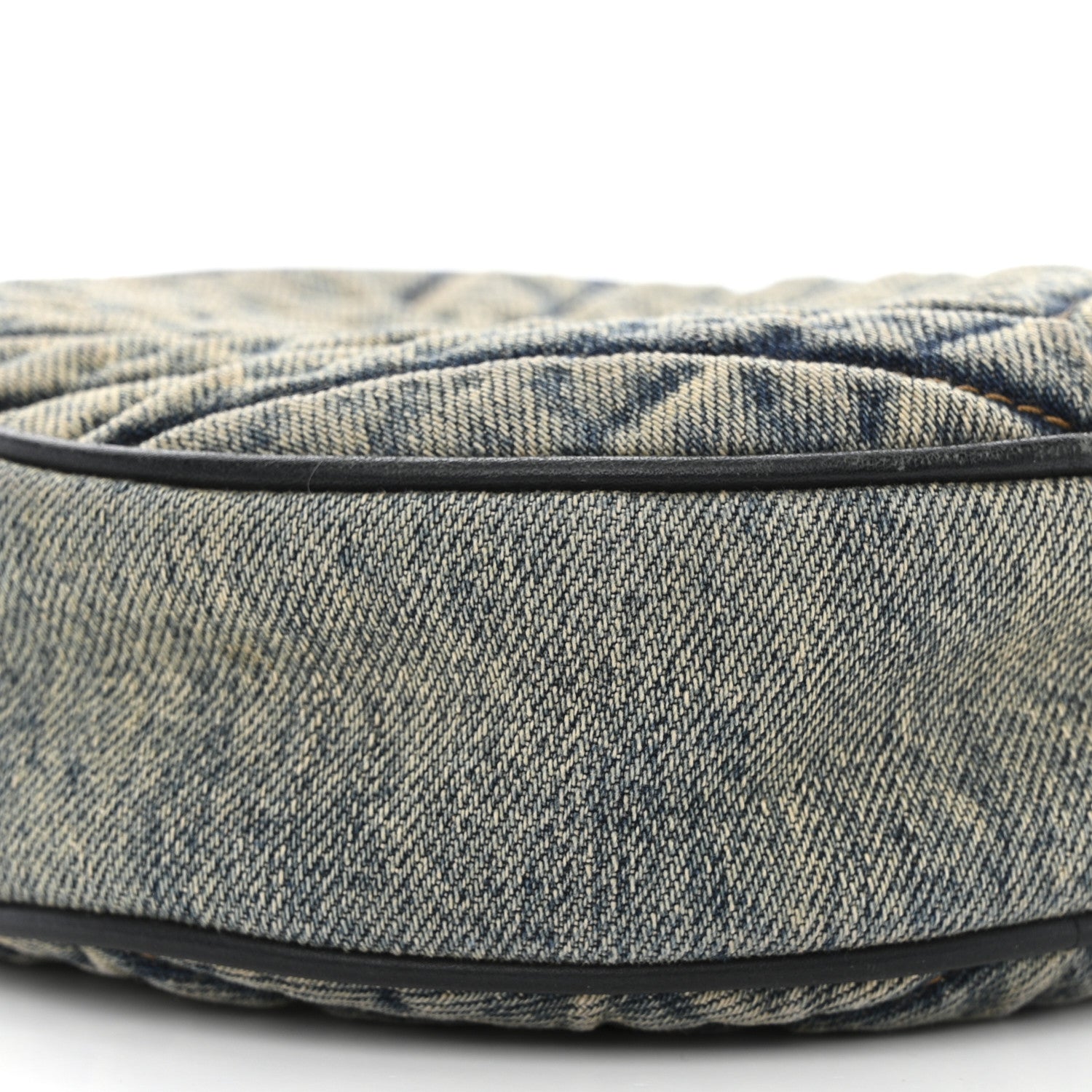 Saint Laurent Denim Quilted Monogram Round Crossbody Bag Rodeo Blue 9 of 10