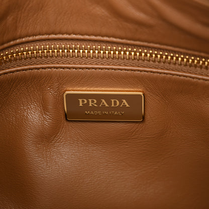 Prada Soft Calfskin Large Aimée Shoulder Bag Caramel 7 of 11