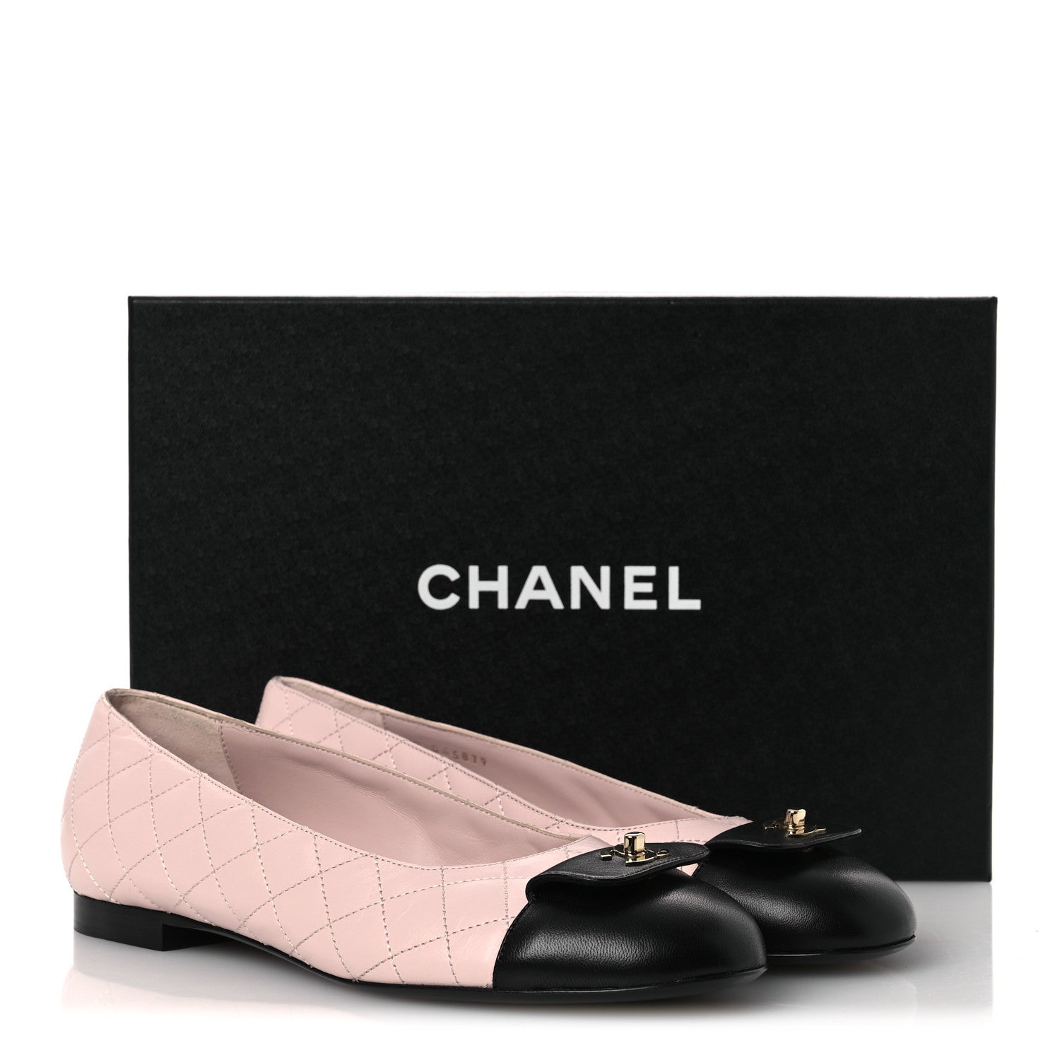 Chanel Calfskin Lambskin Quilted CC Ballerina Flats 39 Light Pink Black 13 of 13