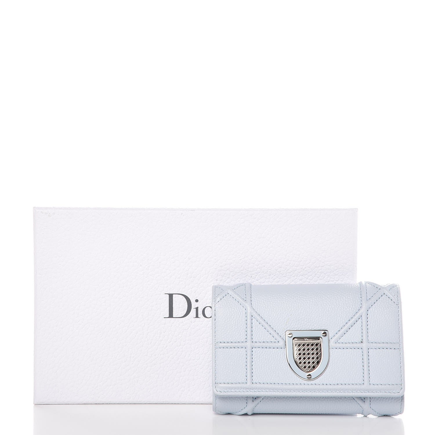 Christian Dior Grained Calfskin Cannage Diorama Elancee Wallet Sky Light 8 of 15