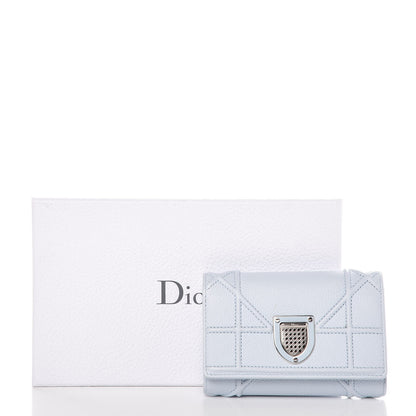 Christian Dior Grained Calfskin Cannage Diorama Elancee Wallet Sky Light 8 of 15