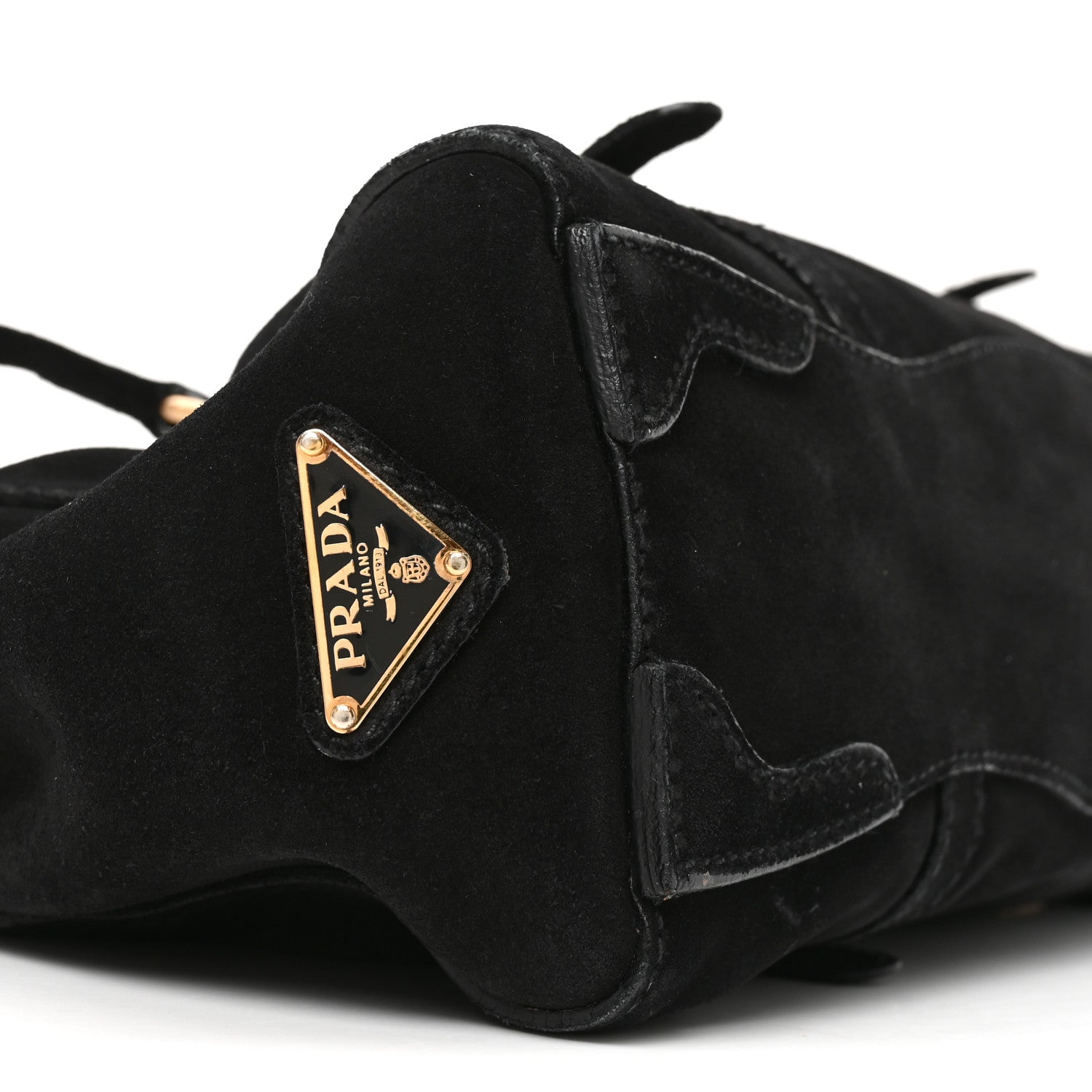 Prada Suede Easy Foldover Pushlock Satchel Black 8 of 9