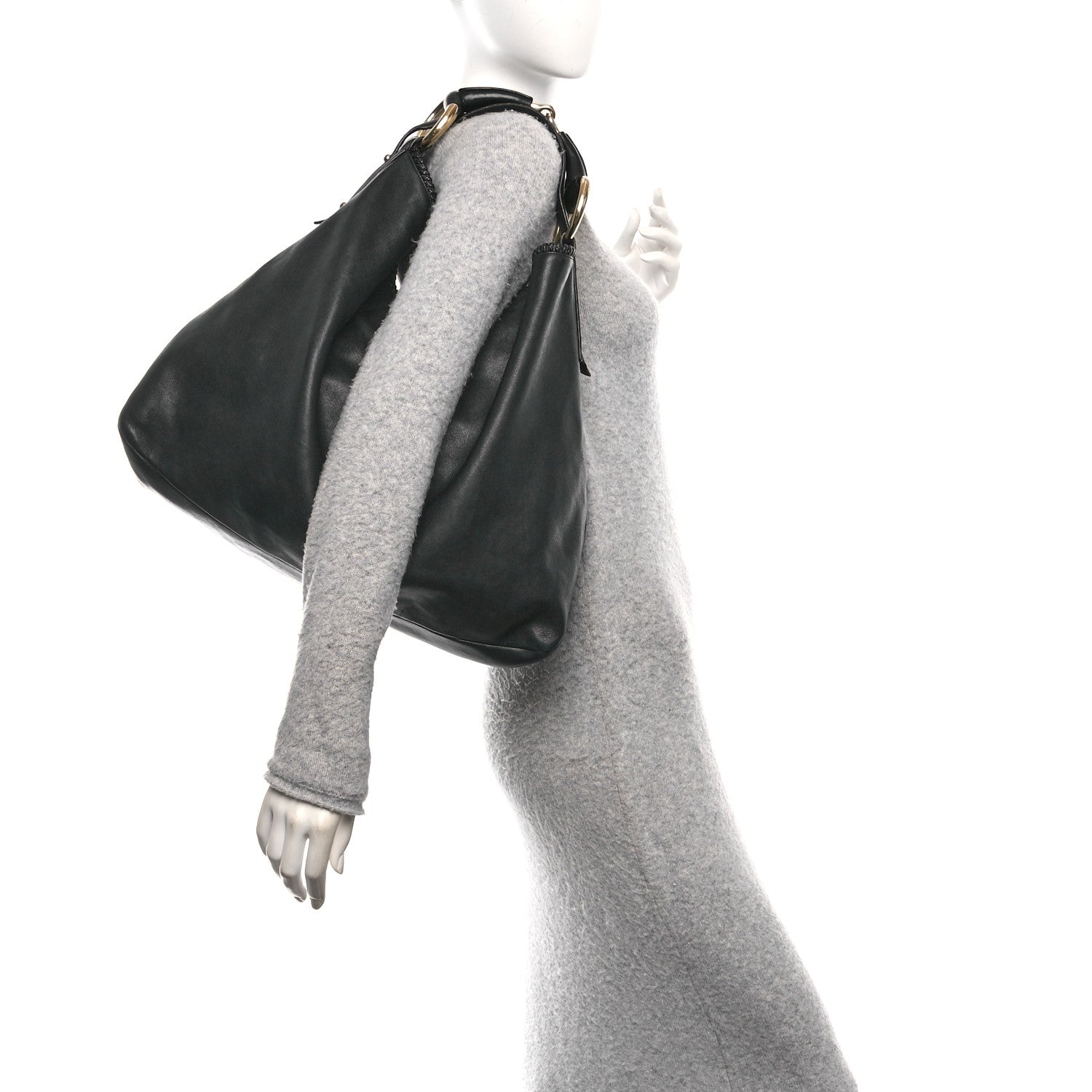 Gucci Calfskin Large Horsebit Chain Hobo Black 3 of 12