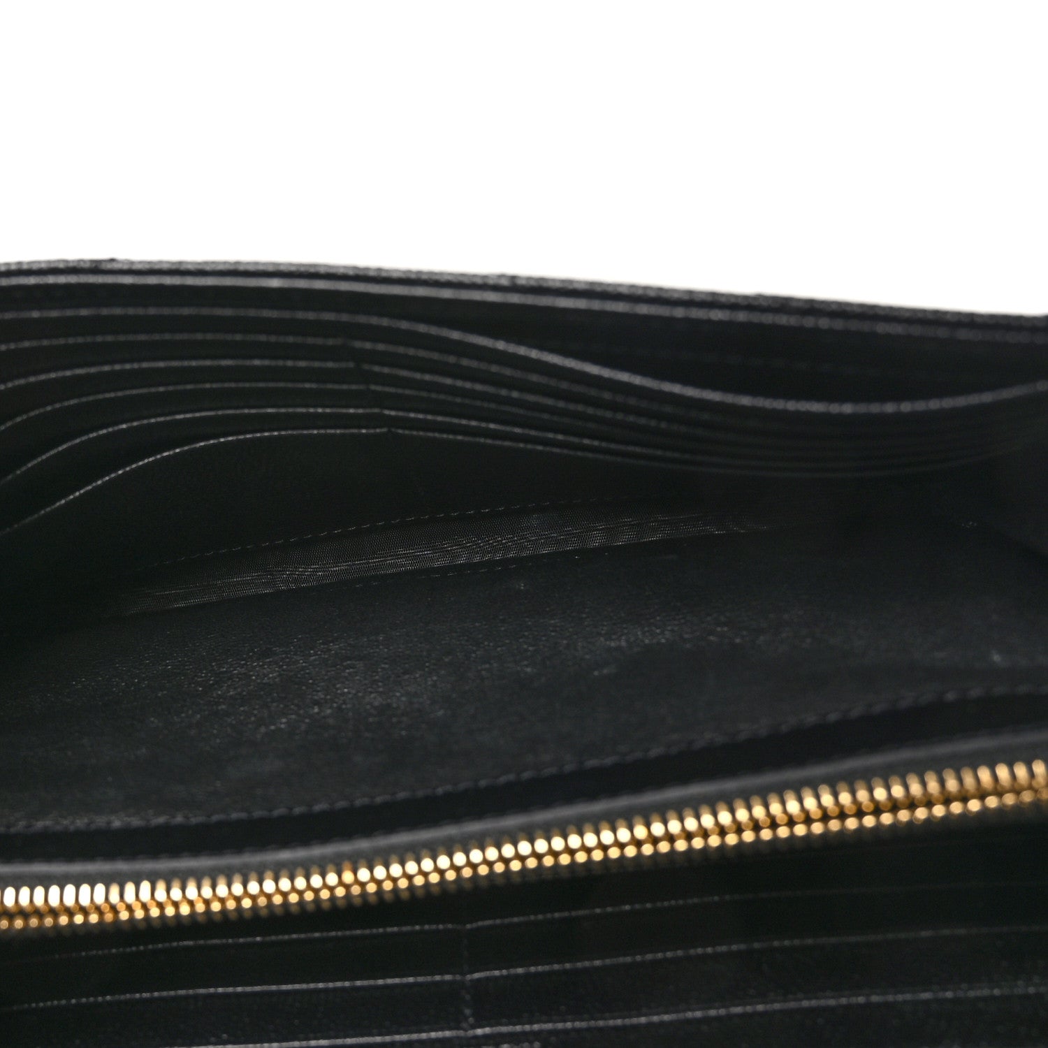 Saint Laurent Grain De Poudre Matelasse Chevron Monogram Chain Wallet Black 5 of 10