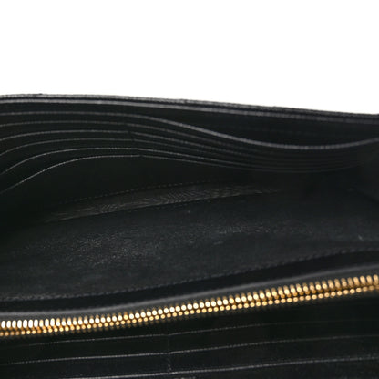 Saint Laurent Grain De Poudre Matelasse Chevron Monogram Chain Wallet Black 5 of 10