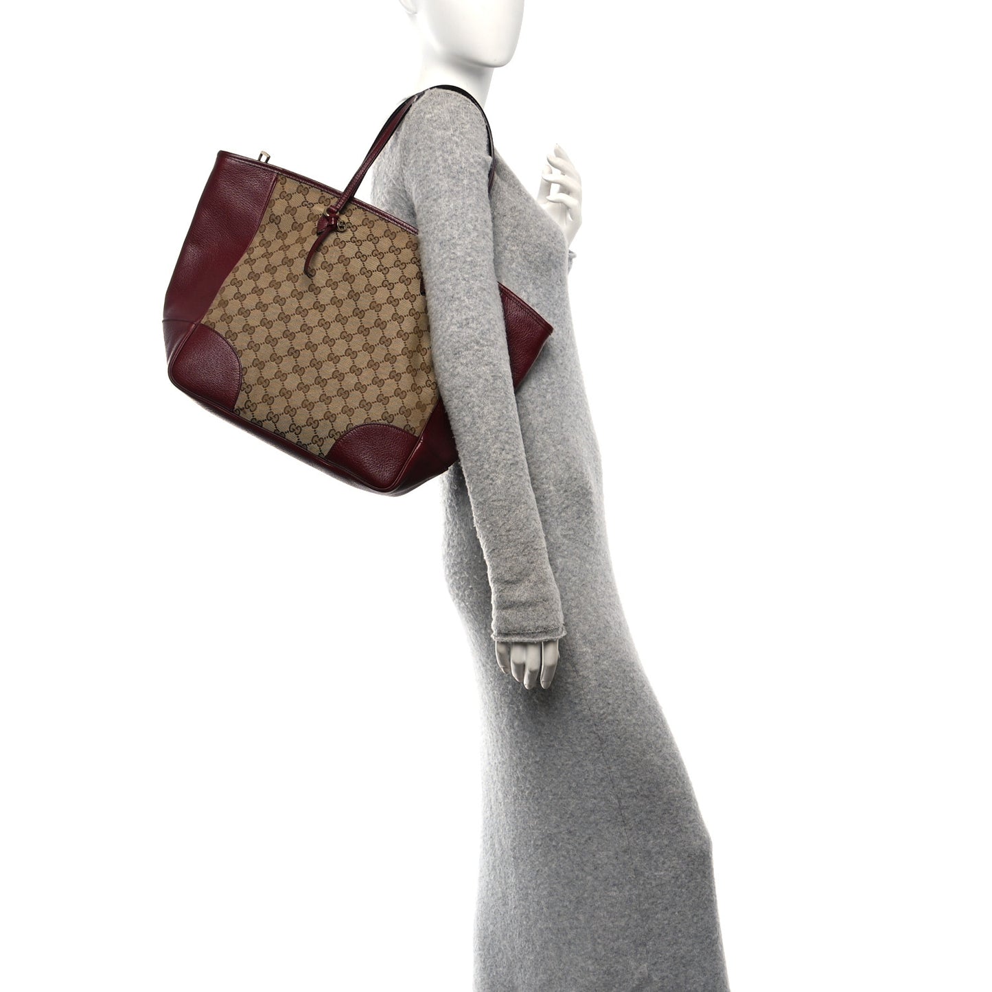 Monogram Textured Calfskin Medium Bree Zippered Tote Beige Ebony Peonia Flower