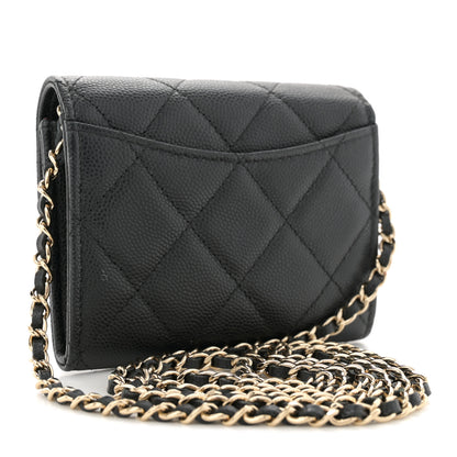 Chanel Caviar Quilted Flap Card Holder On Chain Black 3 of 11