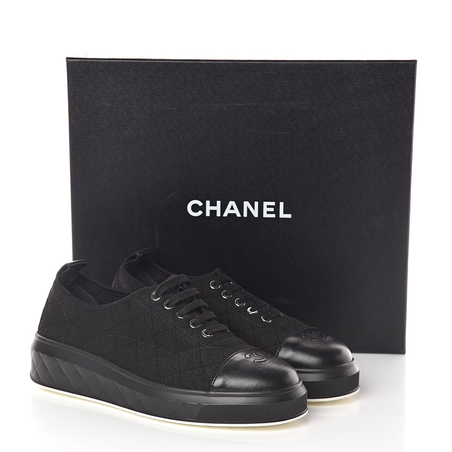 Canvas Quilted Cap Toe Sneakers 39 Black