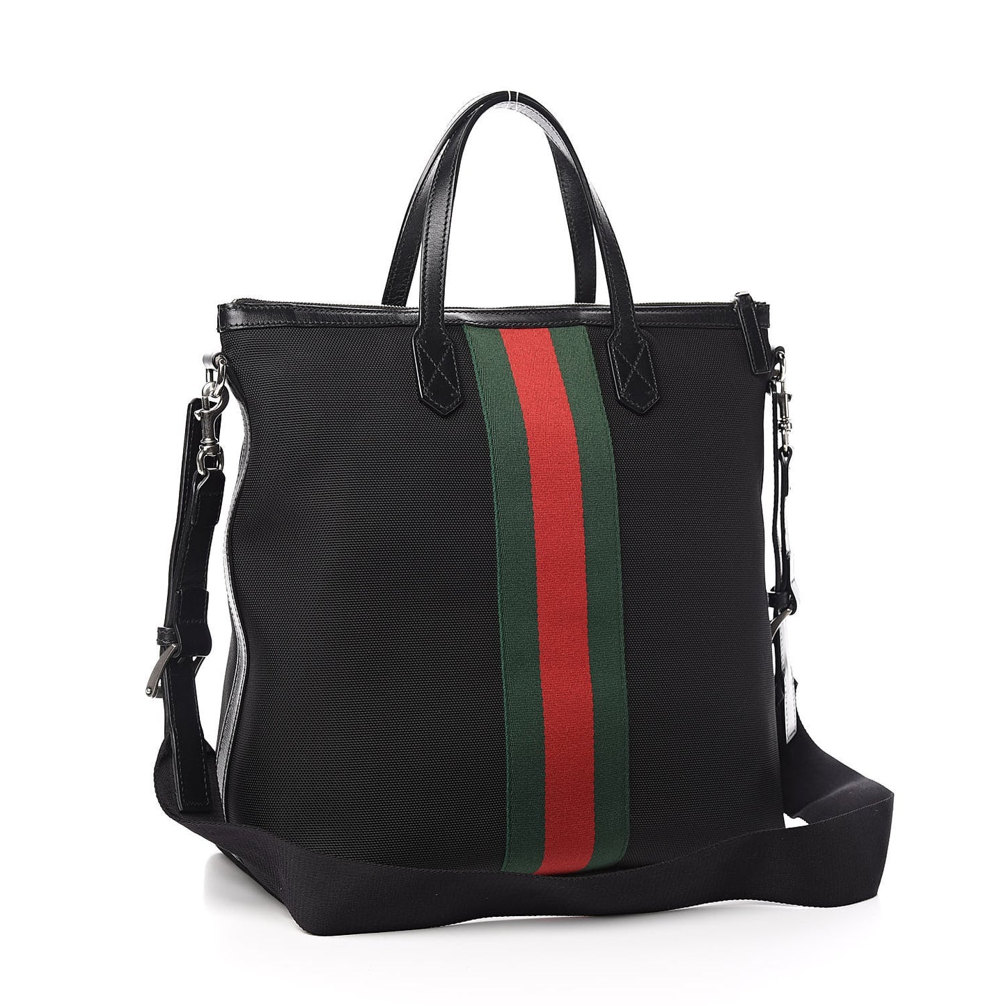 Techno Canvas Web Vertical Tote Black