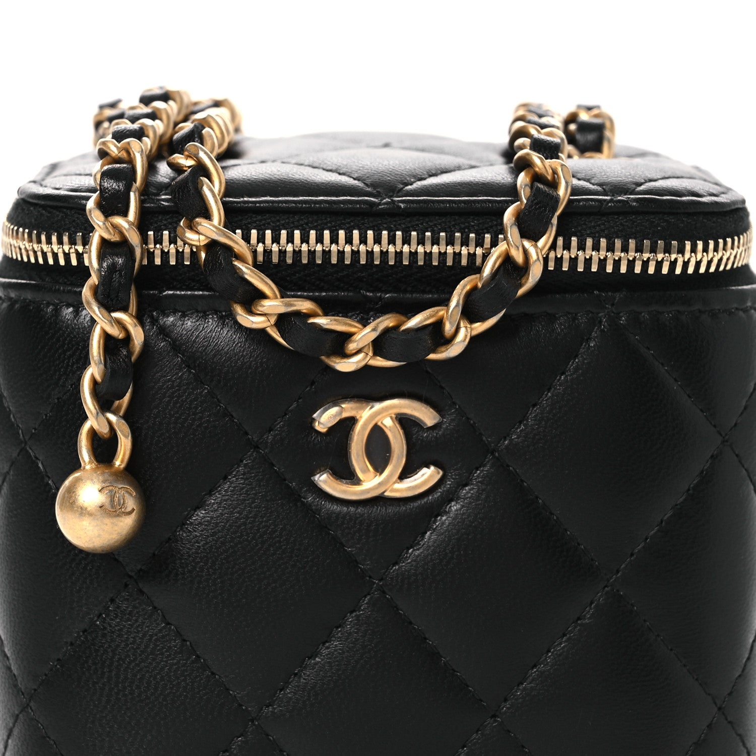 Chanel Lambskin Quilted Mini Pearl Crush Vanity Case With Chain Black 8 of 11