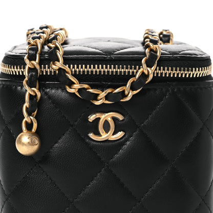 Chanel Lambskin Quilted Mini Pearl Crush Vanity Case With Chain Black 8 of 11
