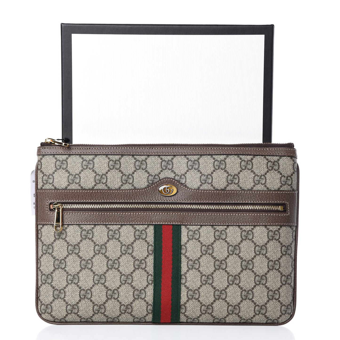 GG Supreme Monogram Large Ophidia Pouch Clutch Brown