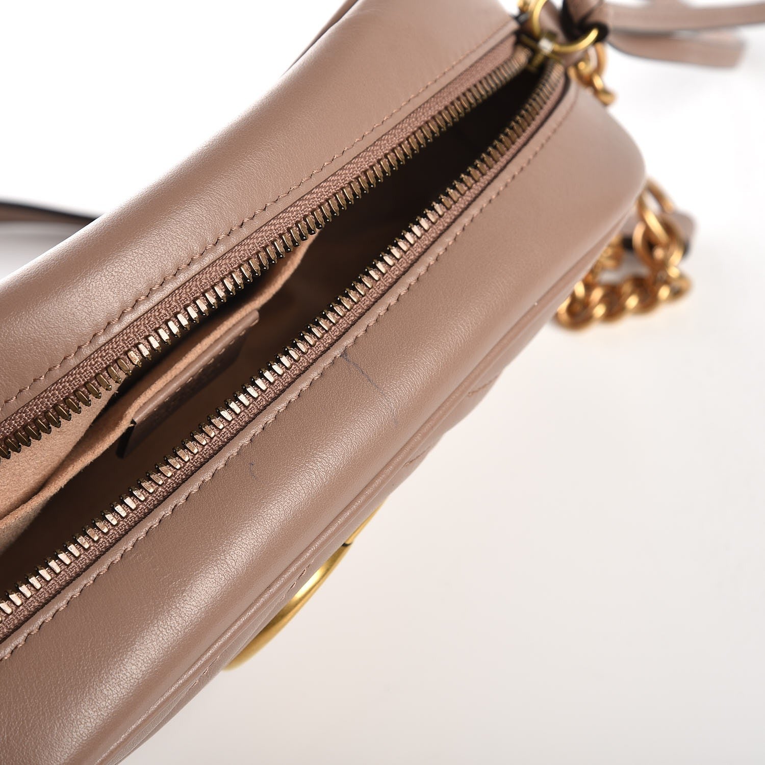 Gucci Calfskin Matelasse Small GG Marmont Chain Shoulder Bag Taupe 9 of 9