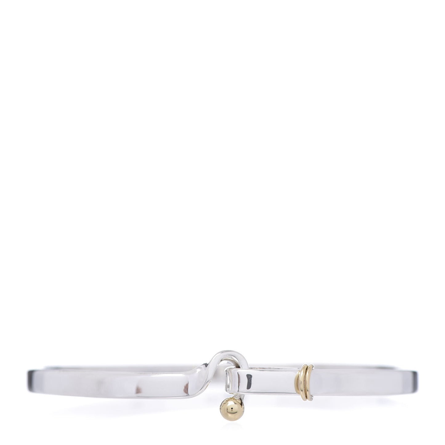 Sterling Silver 18K Yellow Gold Hook Eye Bangle Bracelet