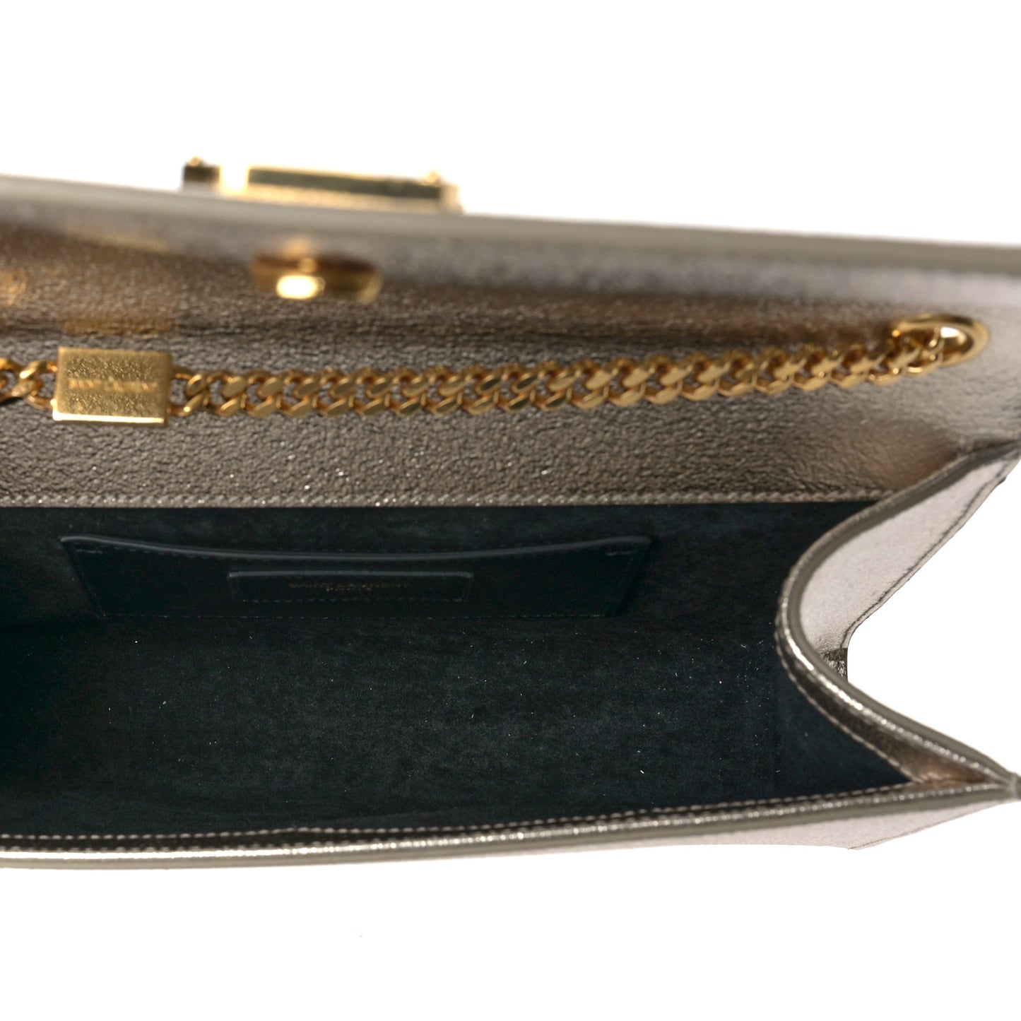 Metallic Calfskin Medium Classic Monogram Kate Satchel Pale Gold