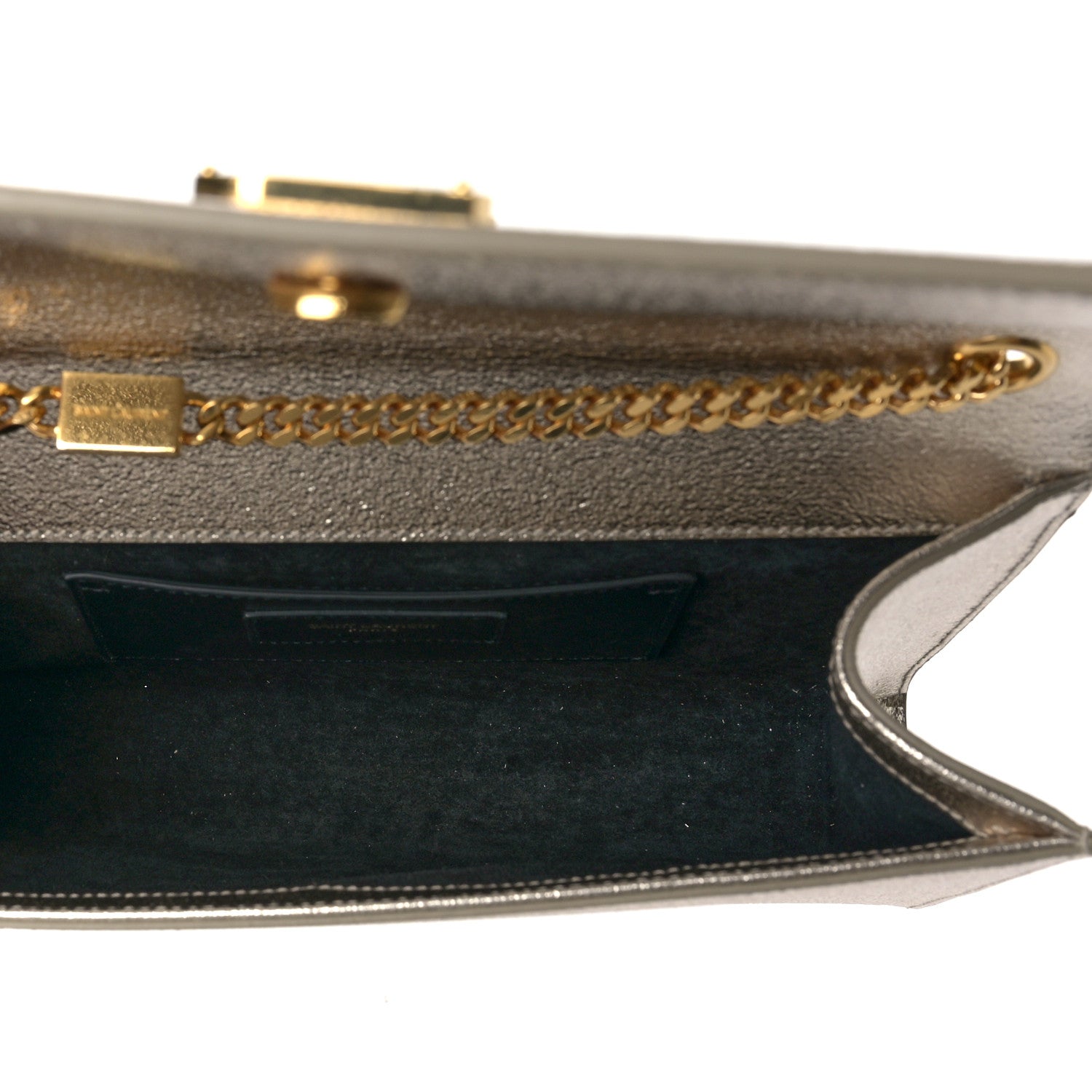 Saint Laurent Metallic Calfskin Medium Classic Monogram Kate Satchel Pale Gold 5 of 8