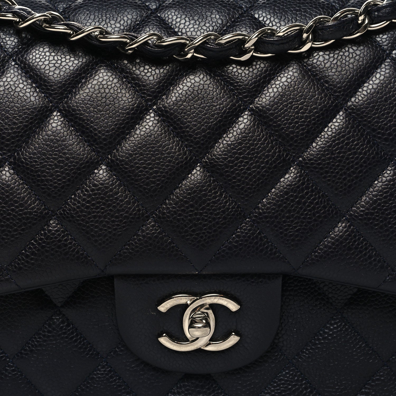 Chanel Caviar Quilted Jumbo Double Flap Navy Blue 8 of 13