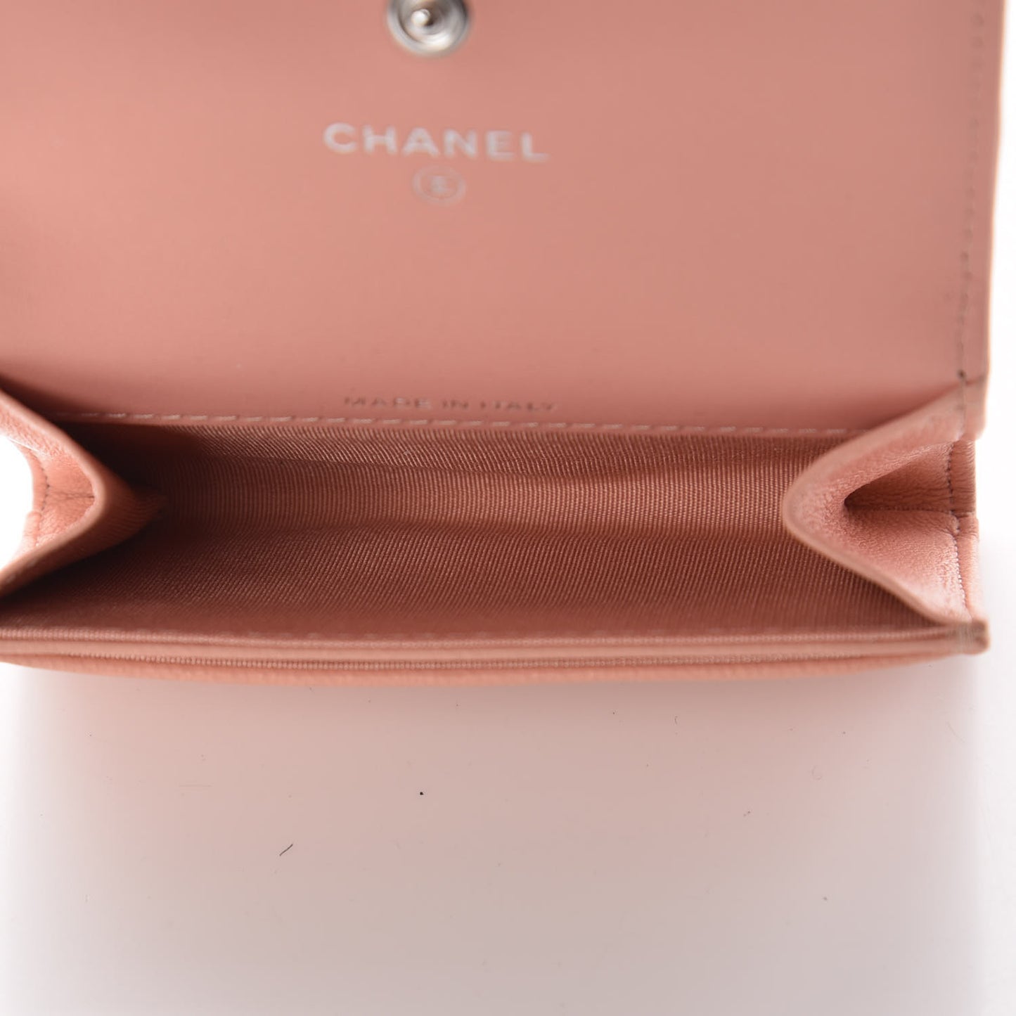 Goatskin Camellia Embossed Card Holder Wallet Light Pink