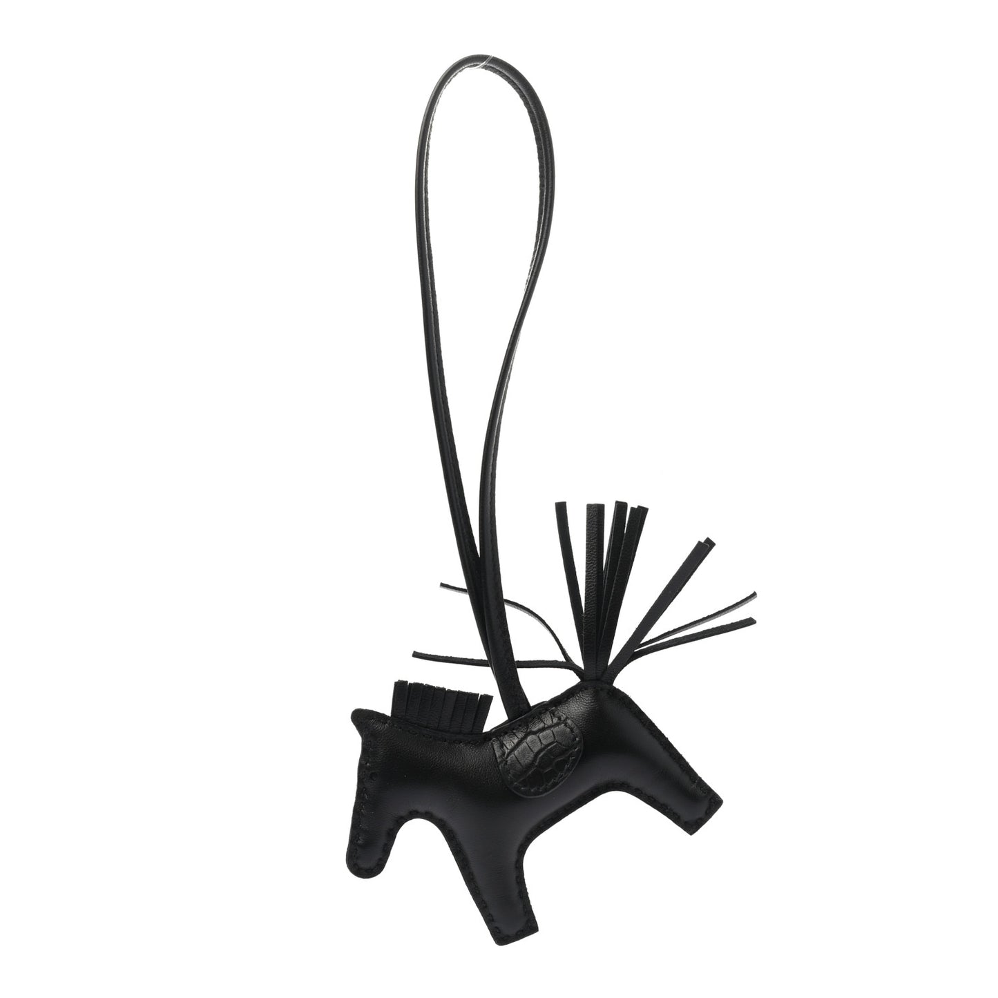 Milo Lambskin Matte Alligator Touch Grigri Rodeo Horse Bag Charm PM So Black