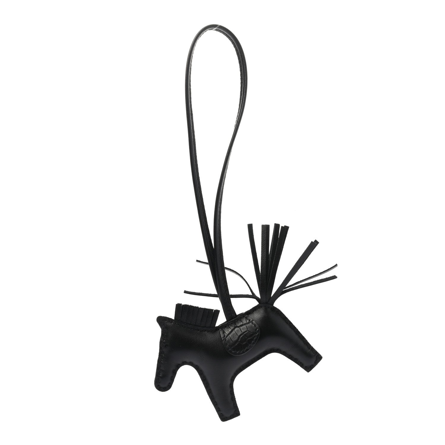Hermes Milo Lambskin Matte Alligator Touch Grigri Rodeo Horse Bag Charm PM So Black 1 of 6