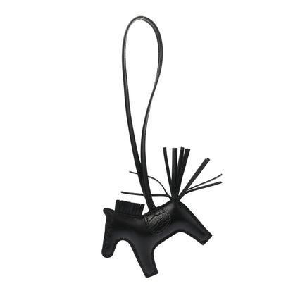 Hermes Milo Lambskin Matte Alligator Touch Grigri Rodeo Horse Bag Charm PM So Black 1 of 6