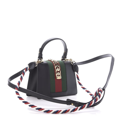 Gucci Calfskin Mini Sylvie Top Handle Bag Black 3 of 9