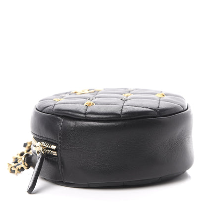 Chanel Lambskin Quilted Studded Round Clutch With Chain Black 3 of 10