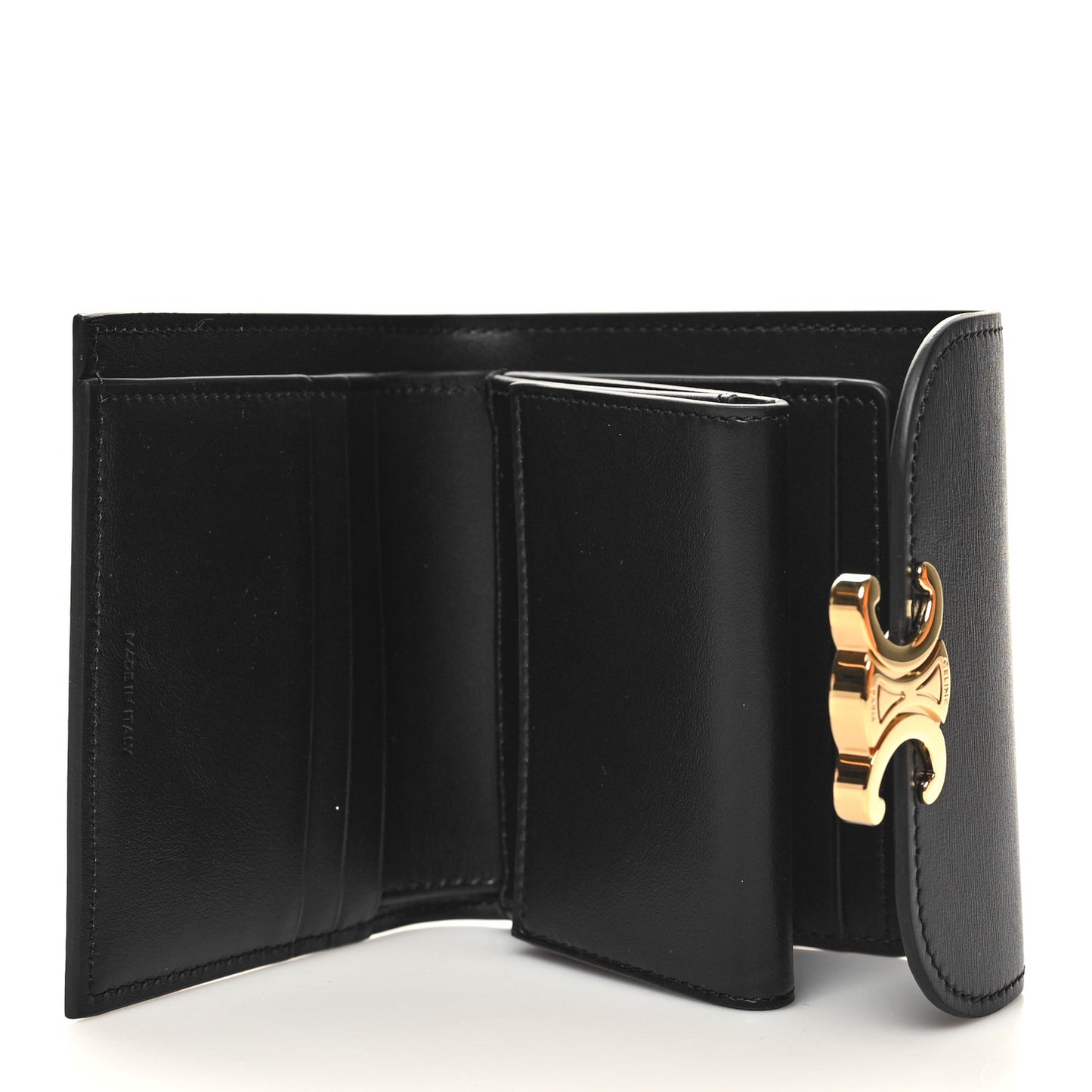 Shiny Smooth Lambskin Small Triomphe Wallet Black