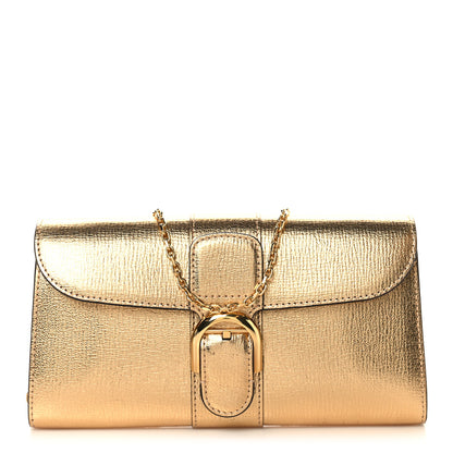 Delvaux Metallic Rodeo Calfskin Brillant Wallet On Chain Satin Gold 1 of 9