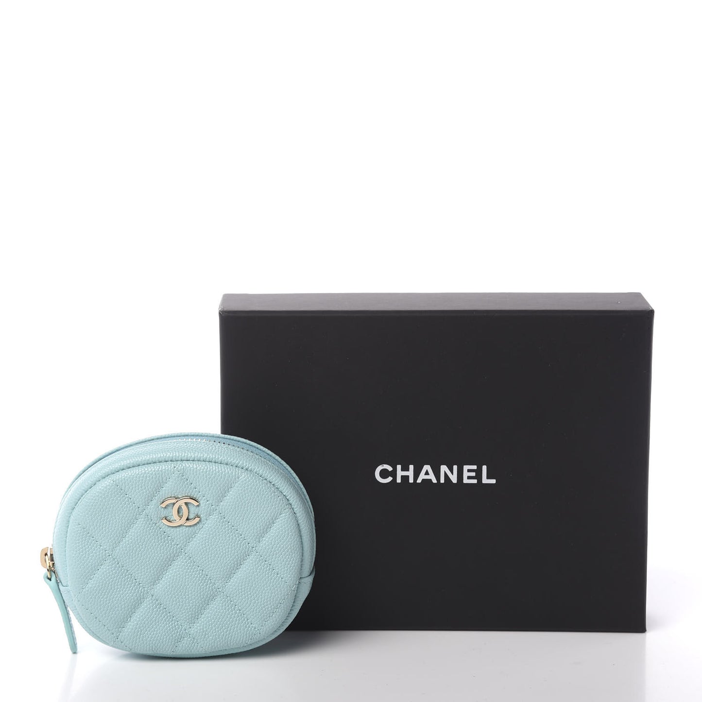 Caviar Quilted Zip Around Classic Coin Purse Light Blue