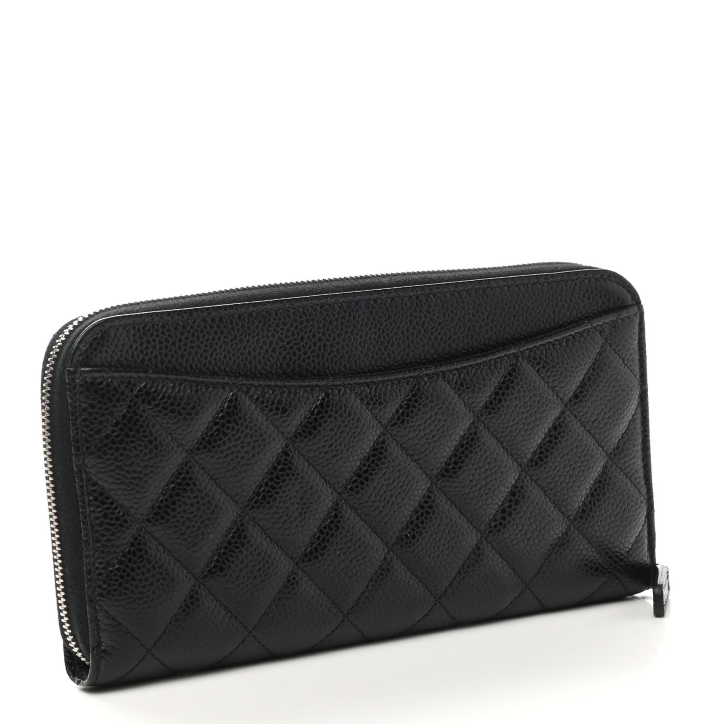 Caviar Quilted Large Gusset Zip Around Wallet Black